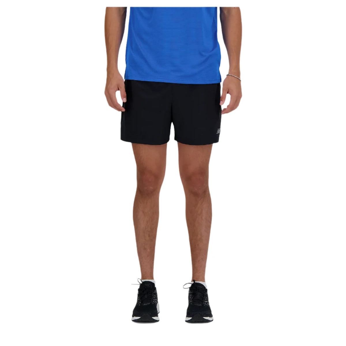 New Balance Sport Essentials 5" Shorts in Black – front on model