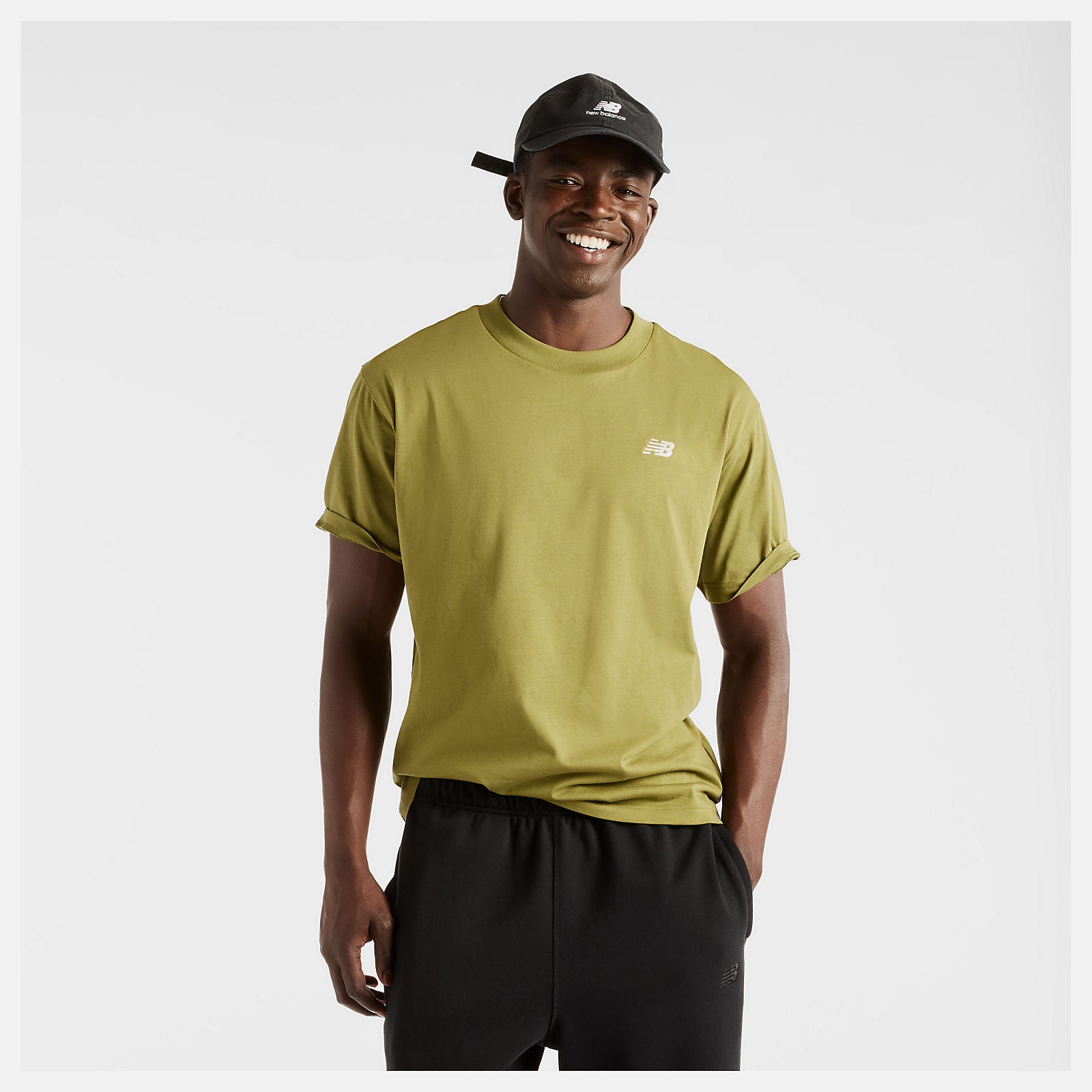 NEW BALANCE MEN'S SPORT ESSENTIALS COTTON GREEN TEE