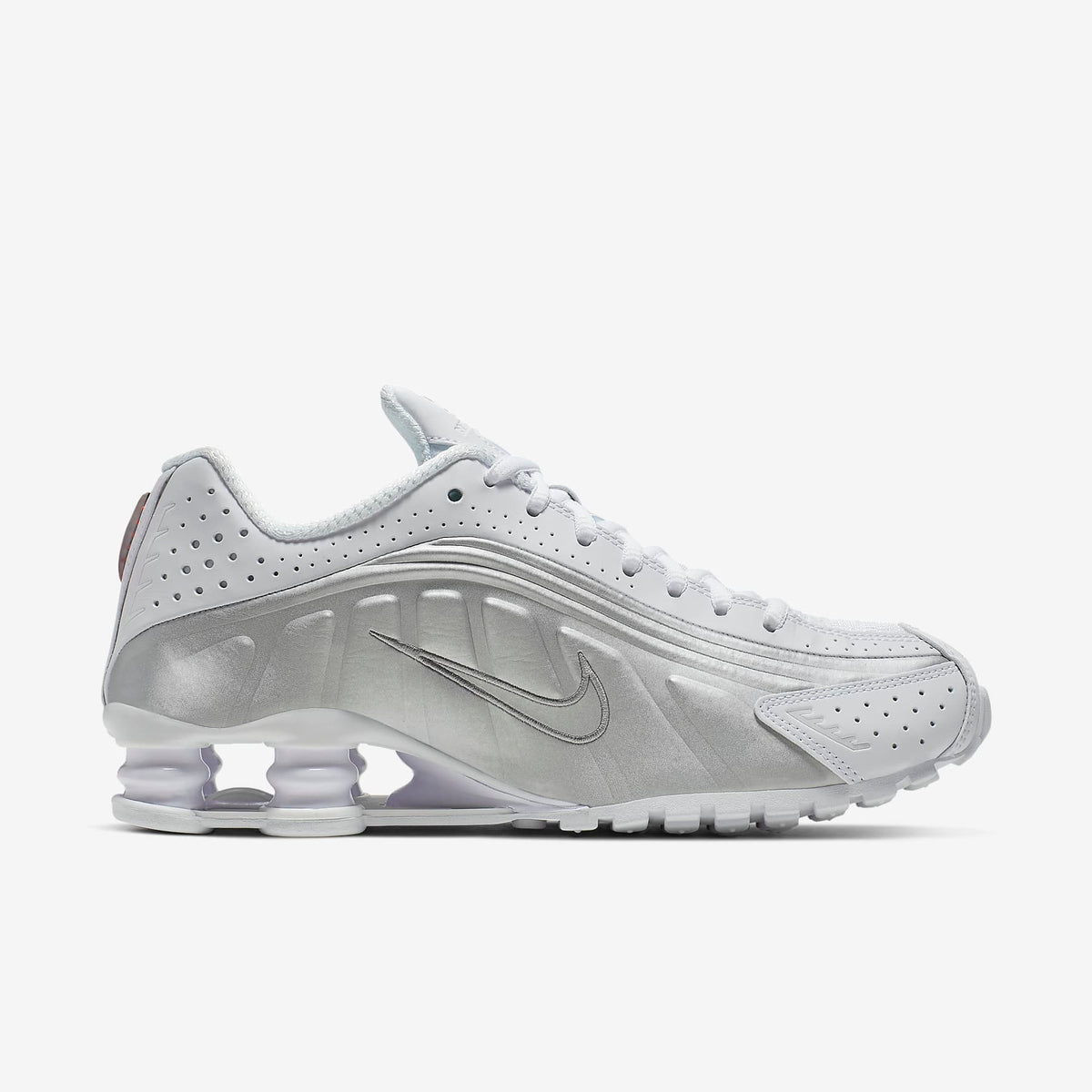 Nike Womens Shox R4 White/Metallic Silver inner side