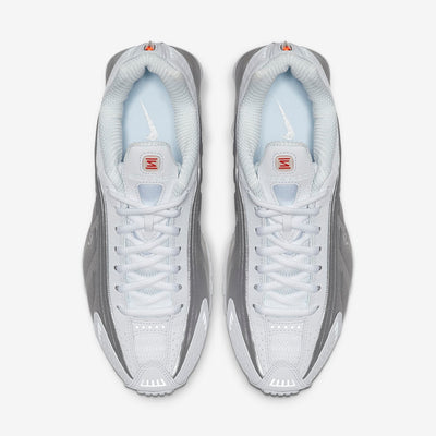 Nike Womens Shox R4 White/Metallic Silver top view