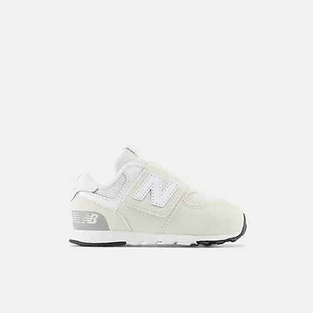 NEW BALANCE KID S 574 HOOK LOOP CREAM GREY RUNNING SHOES