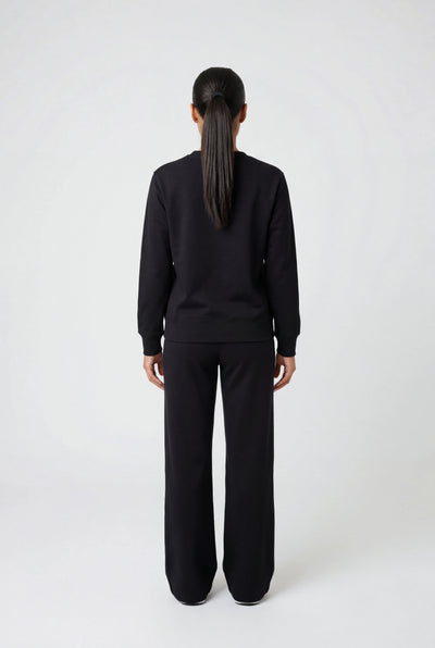 Insport Womens Skyla Black Wide Leg Fleece Pant