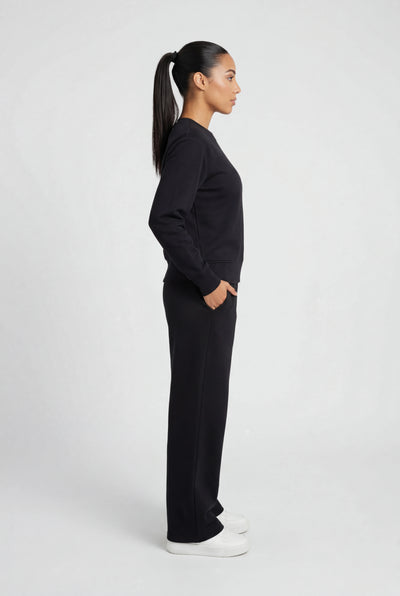 Insport Womens Skyla Black Wide Leg Fleece Pant