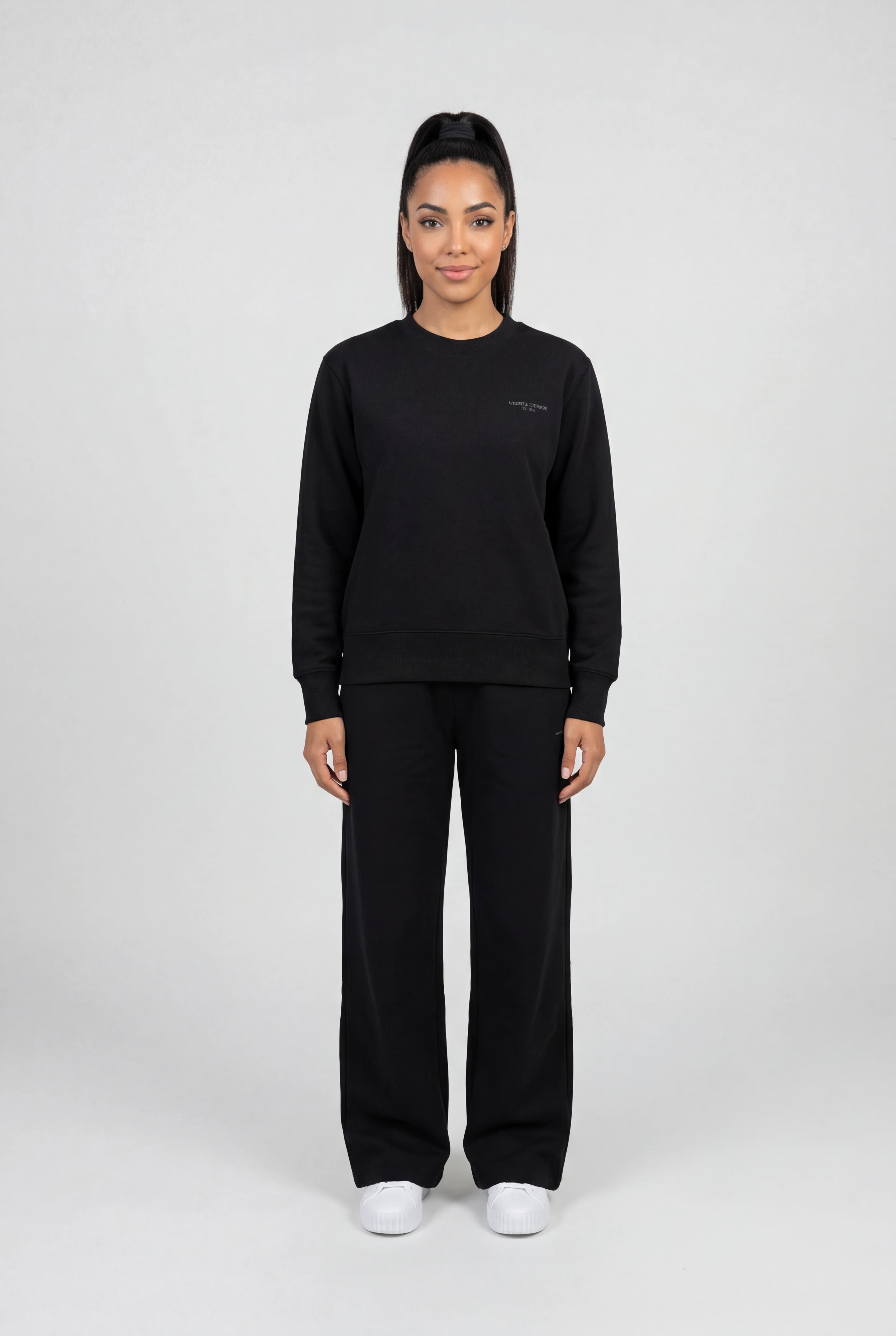 Insport Womens Skyla Black Wide Leg Fleece Pant