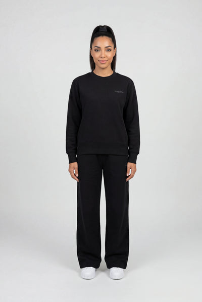 Insport Womens Skyla Black Wide Leg Fleece Pant