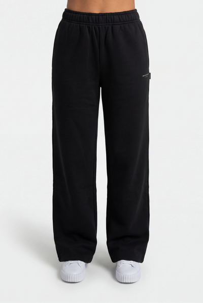 Insport Womens Skyla Black Wide Leg Fleece Pant