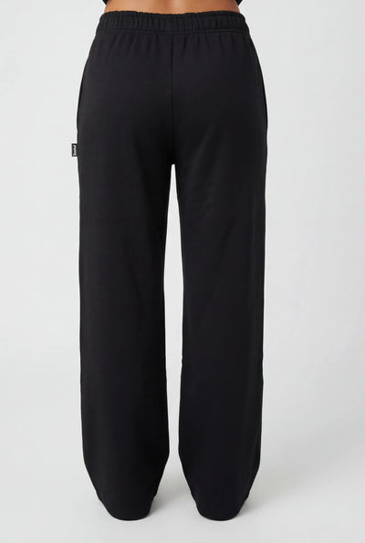 Insport Womens Skyla Black Wide Leg Fleece Pant