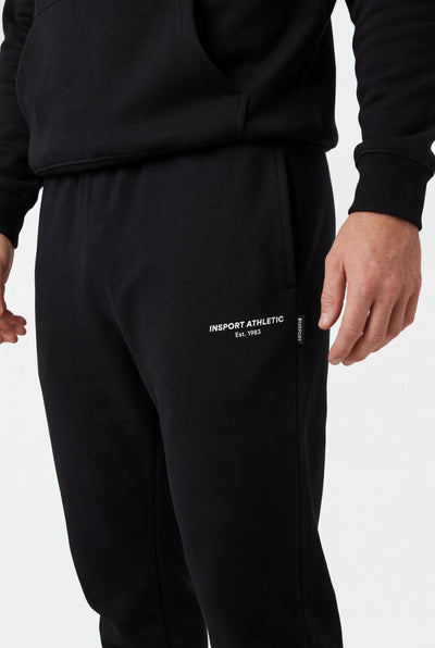 Insport Mens Easton Black Fleece Trackpants