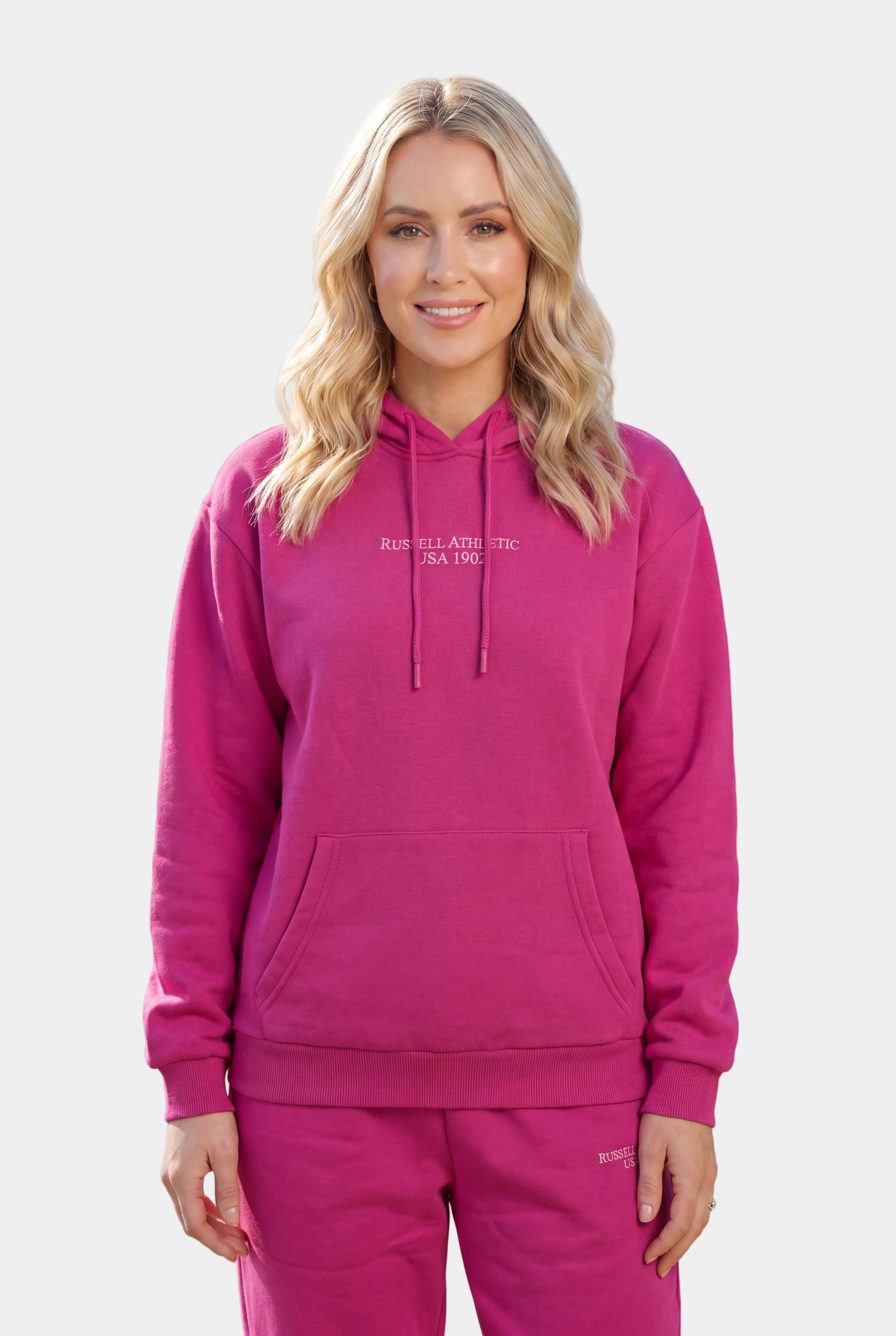 Russell Womens USA 1902 Lipstick Pink Hoodie