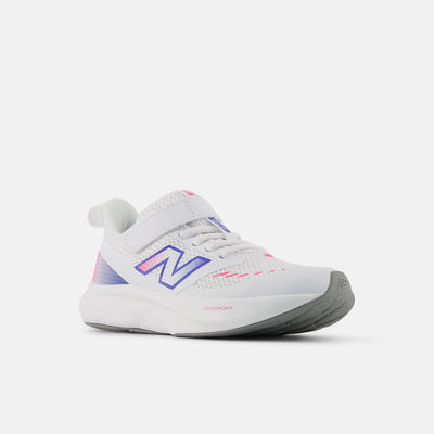 New Balance Kid's 625 Hook N' Loop White/Pink/Blue Running Shoes