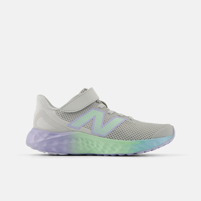 New Balance Kid's Hook N' Loop Fresh Foam Arishi V4 Grey/Jade Running Shoes