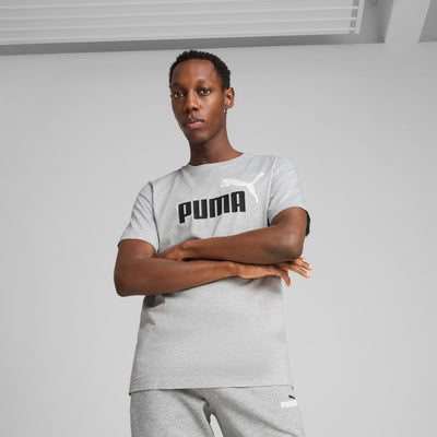 Puma Men's Essentials 2 Colour Logo Grey Tee