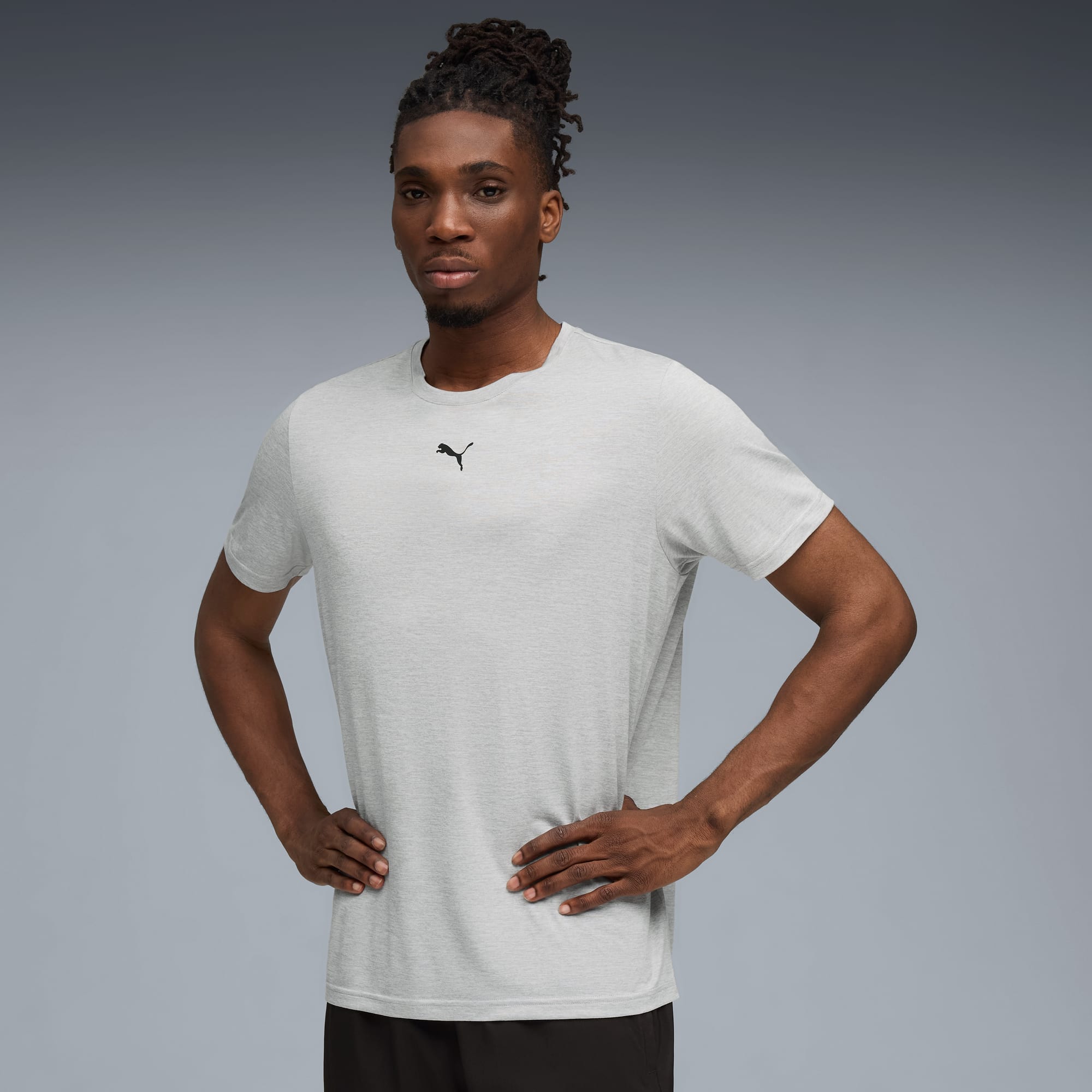 PUMA MEN'S ESSENTIALS TRAIN ALL DAY GREY HEATHER TEE