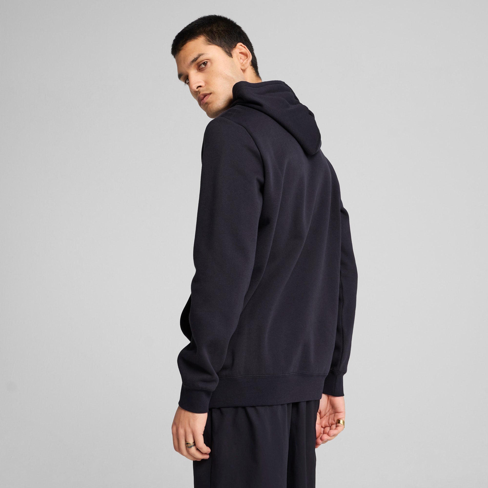 PUMA MEN'S ESSENTIALS NO. 1 LOGO FLEECE NAVY HOODIE