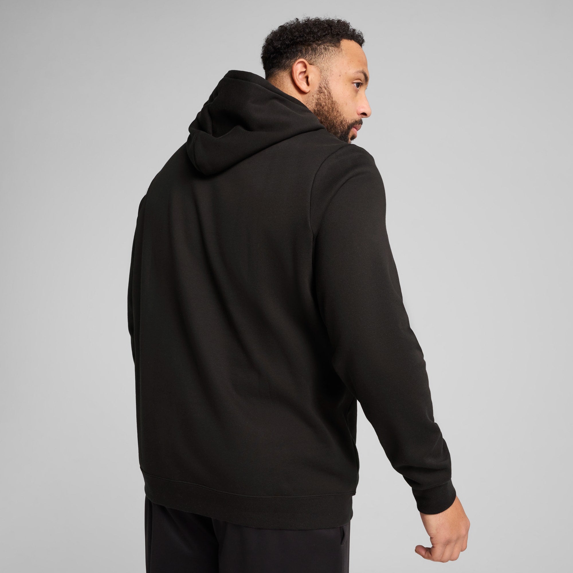 PUMA MEN'S ESSENTIALS NO. 1 LOGO FLEECE BLACK HOODIE