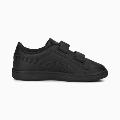 Puma Kid's Smash 3.0 Hook N' Loop Triple Black Sneaker Shoes
