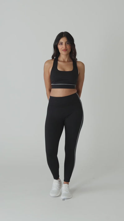 INSPORT WOMENS SWIFT PIPING FULL LENGTH TIGHT BLACK/WHITE