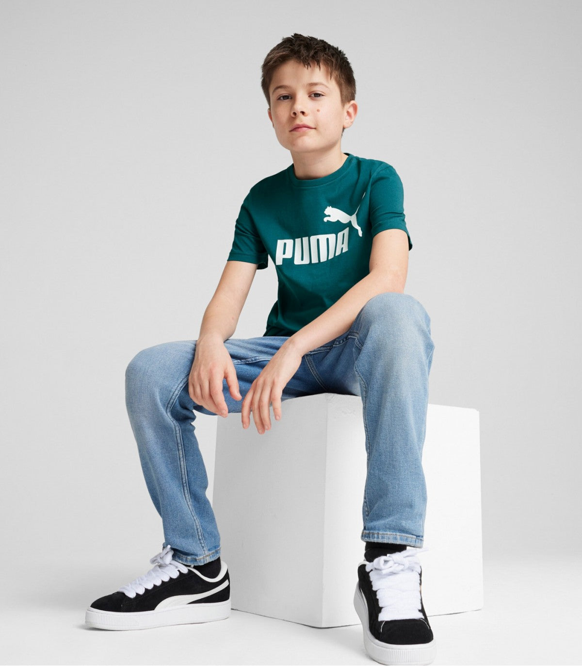 PUMA KID S ESSENTIALS LOGO GREEN TEE