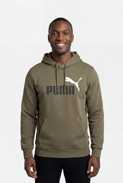 Puma Men's Essentials Big Logo Fleece Olive Green Hoodie