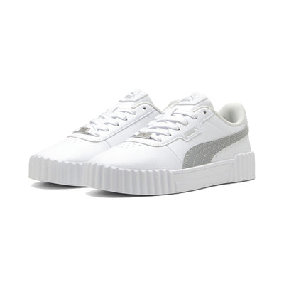 PUMA WOMEN'S CARINA 3.0 DAYINIGHT WHITE/SILVER SNEAKER SHOES