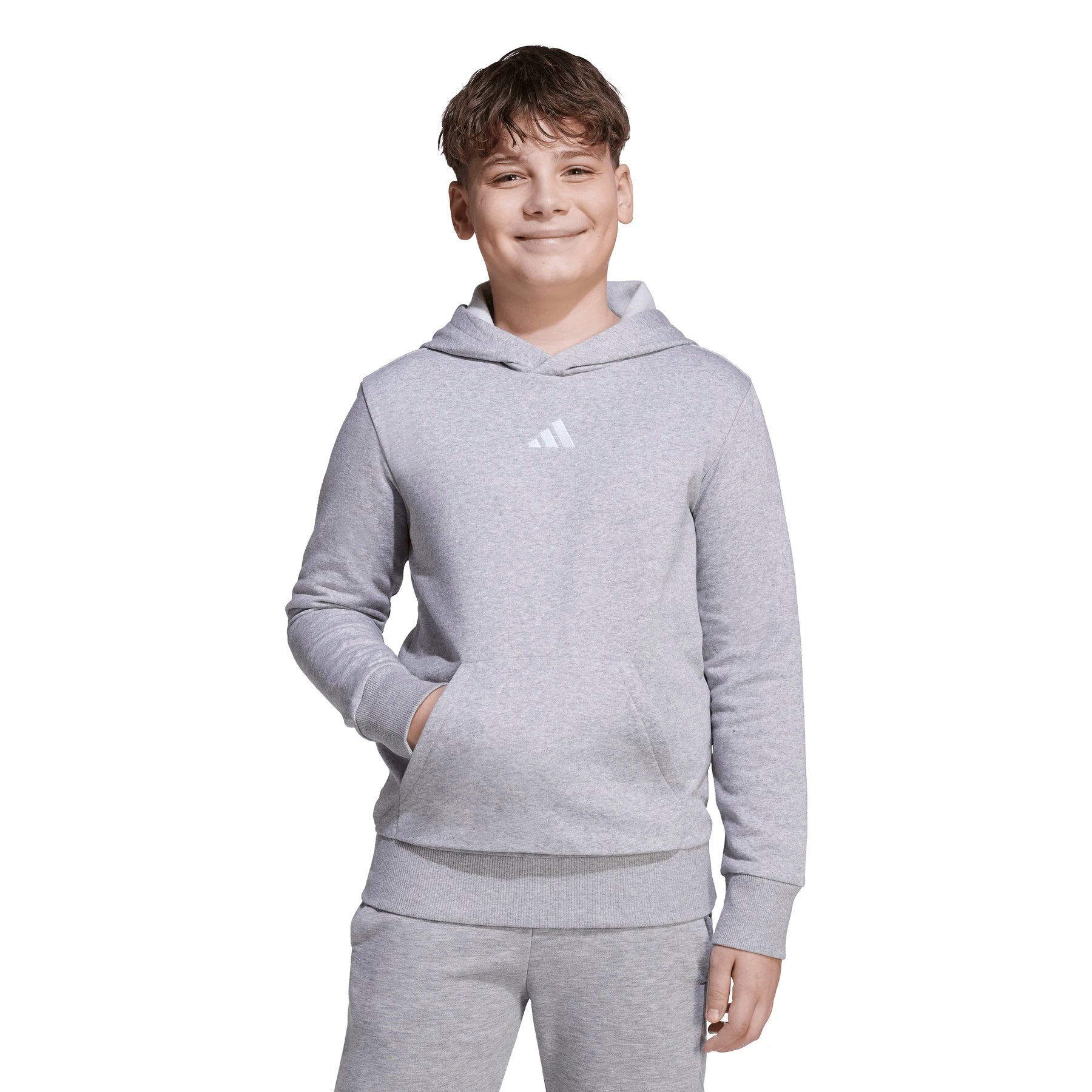 Adidas Kid's Small Logo Fleece Grey Hoodie