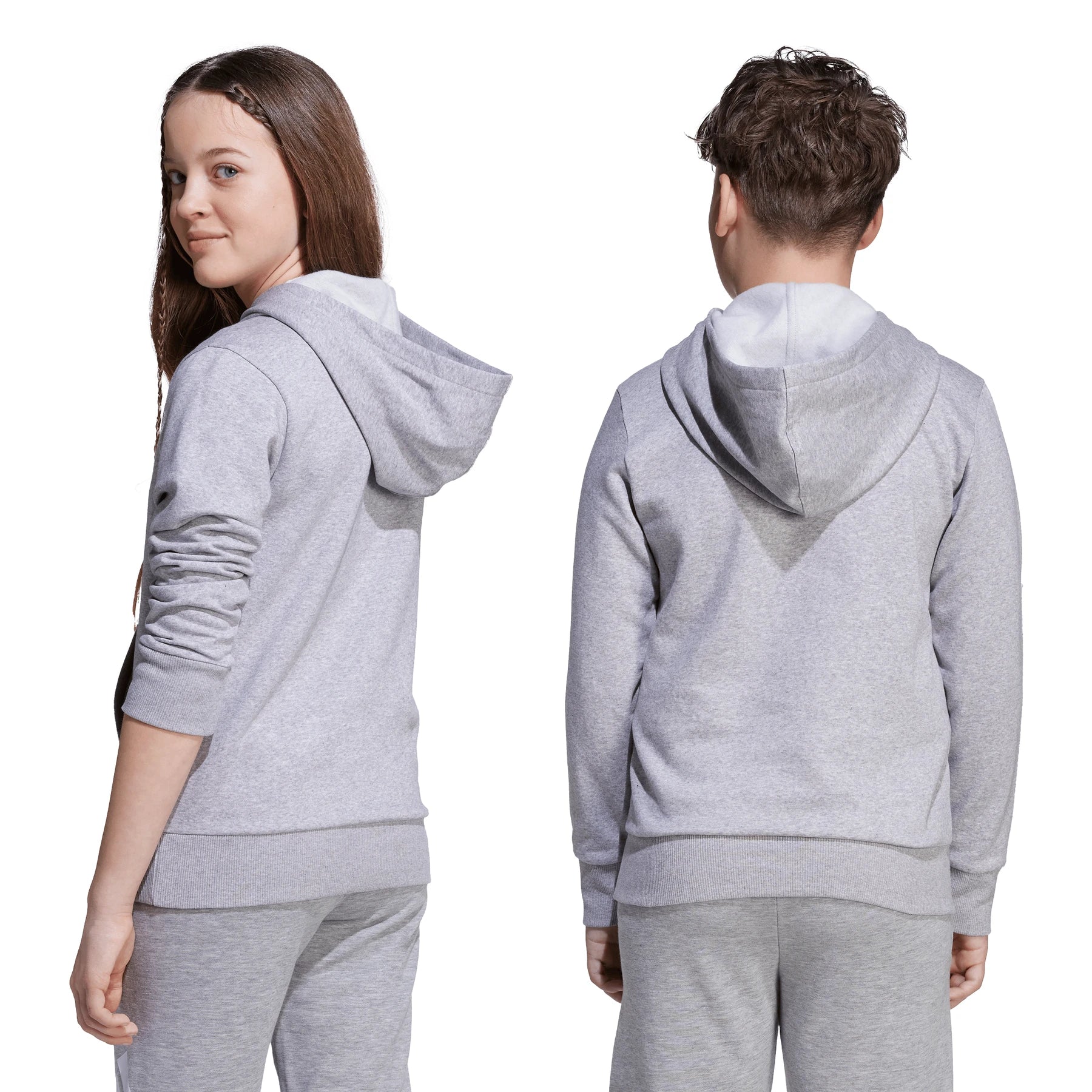 Adidas Kid's Small Logo Fleece Grey Hoodie
