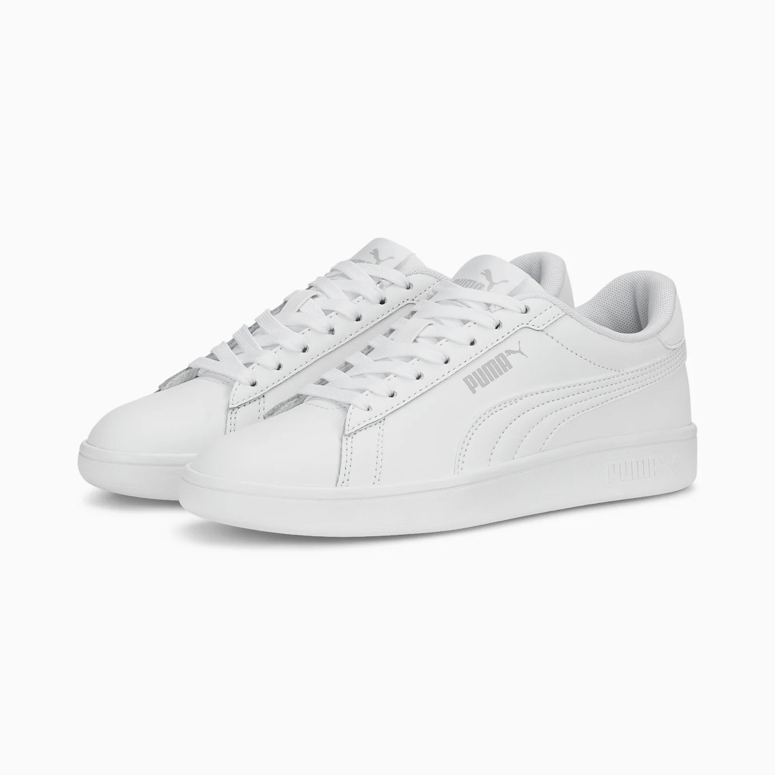 Puma Kid's Smash 3.0 Triple White Sneaker Shoes