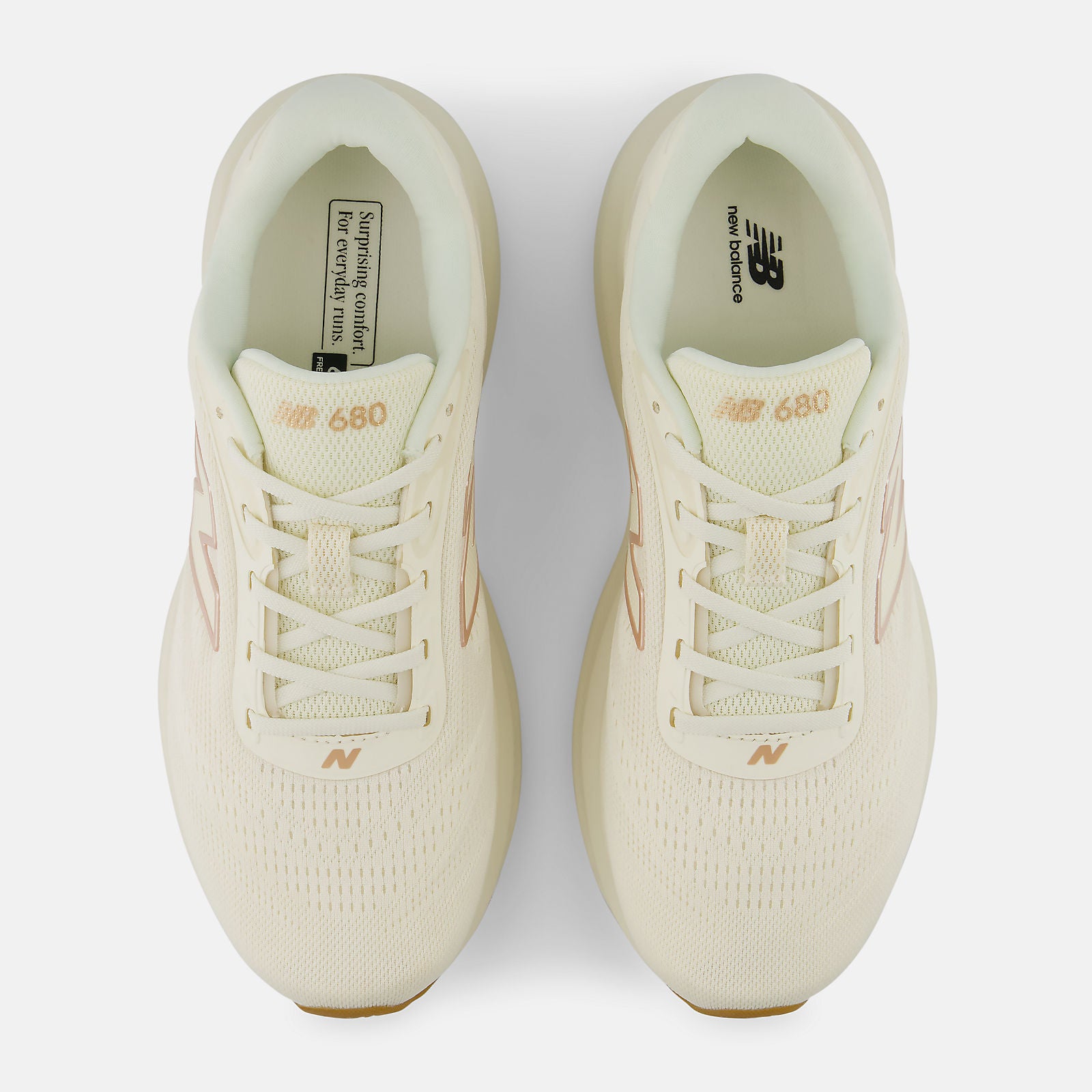 NEW BALANCE WOMEN'S 680 V9 CREAM/ROSE GOLD RUNNING SHOES (WIDTH D)