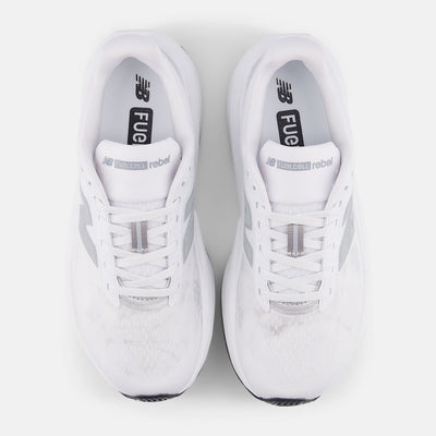 NEW BALANCE WOMEN'S FUELCELL REBEL V5 WHITE/SILVER RUNNING SHOES