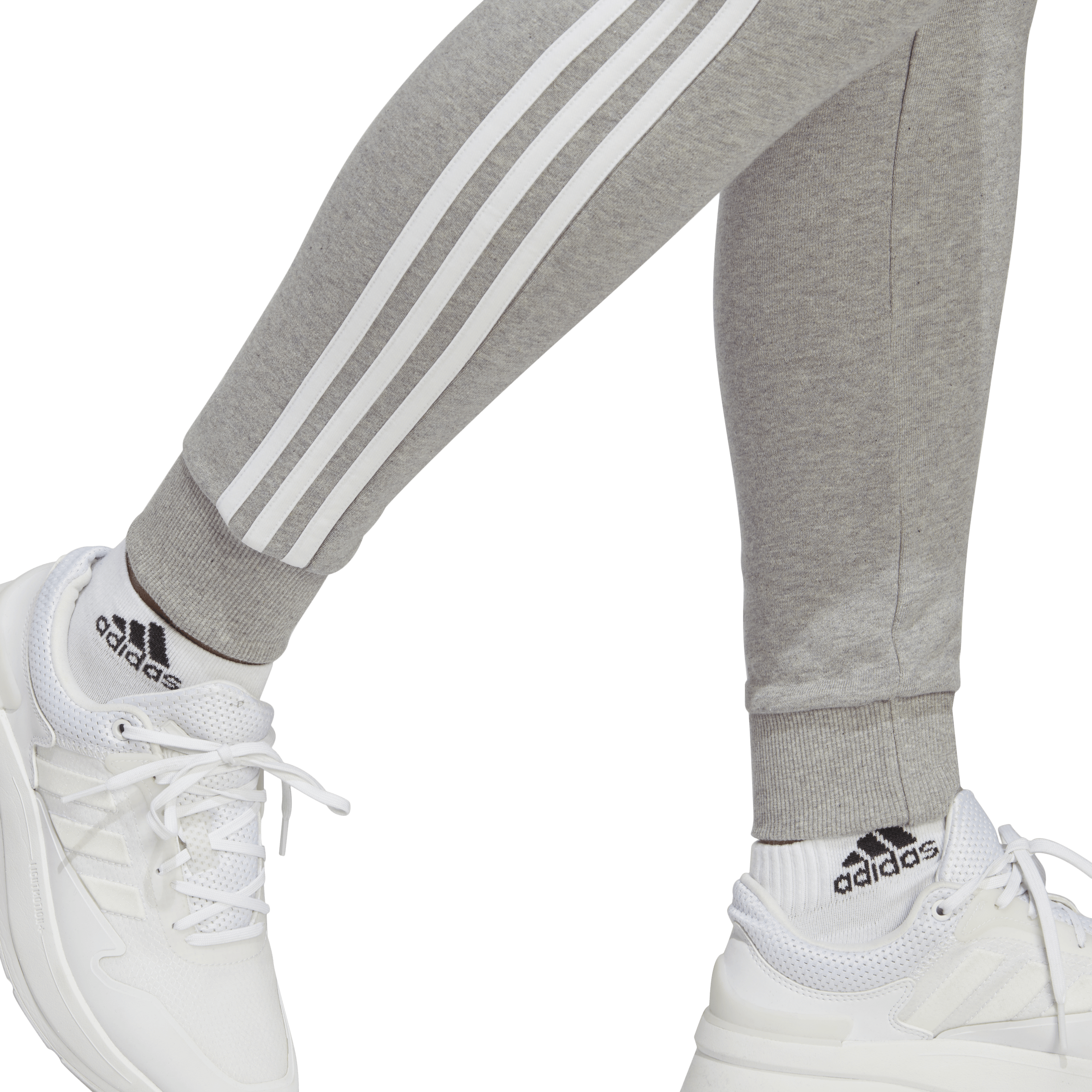 ADIDAS WOMEN'S ESSENTIALS 3-STRIPES FRENCH TERRY CUFFED GREY TRACKPANTS