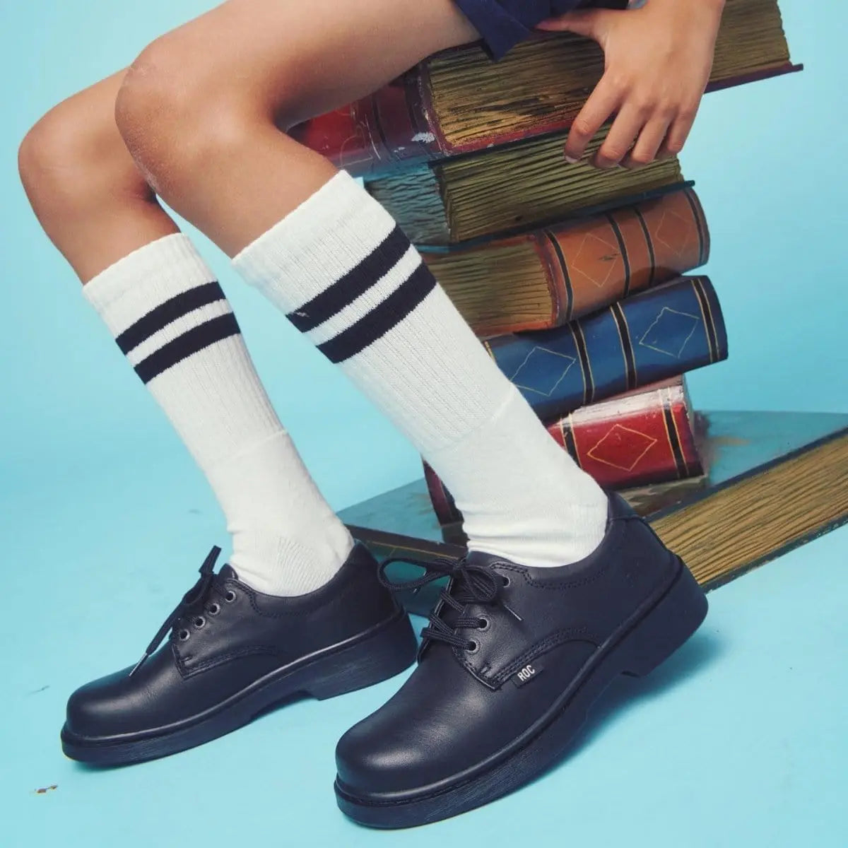 Roc Boots ROC SENIOR STROBE TRIPLE BLACK LEATHER SCHOOL SHOE - INSPORT