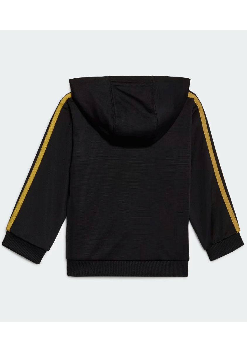 Adidas ADIDAS INFANTS ESSENTIALS SHINY HOODED TRACKSUIT BLACK/GOLD - INSPORT