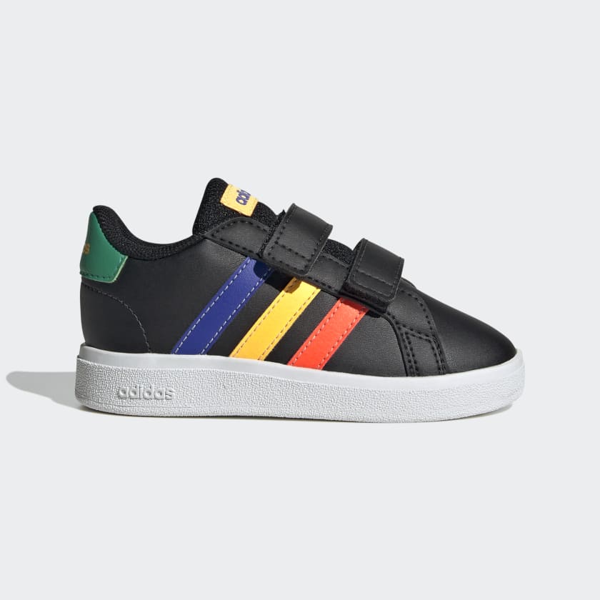 Adidas ADIDAS INFANT'S GRAND COURT LIFESTYLE HOOK AND LOOP BLACK SHOES - INSPORT