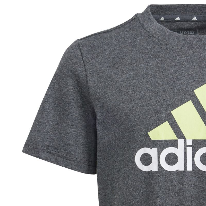 Adidas ADIDAS JUNIOR Essentials Two-Color Big Logo Cotton GREY/GREEN TEE - INSPORT