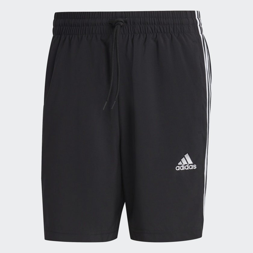 Adidas ADIDAS MEN'S AEROREADY ESSENTIALS CHELSEA 3-STRIPES BLACK SHORTS - INSPORT