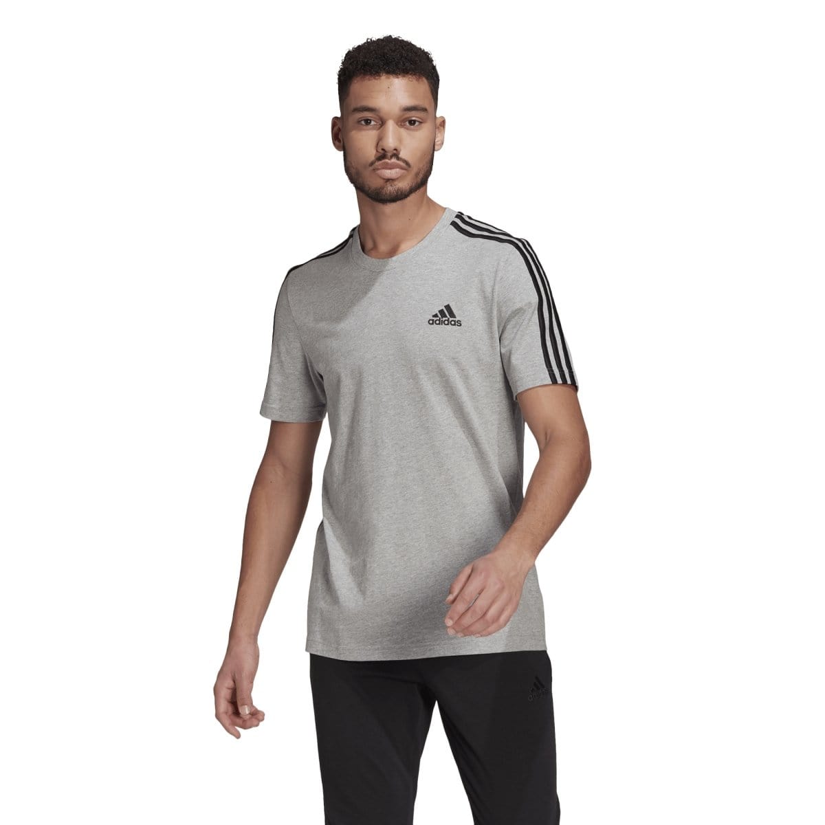 Adidas ADIDAS MEN'S ESSENTIALS 3-STRIPES GREY TEE - INSPORT