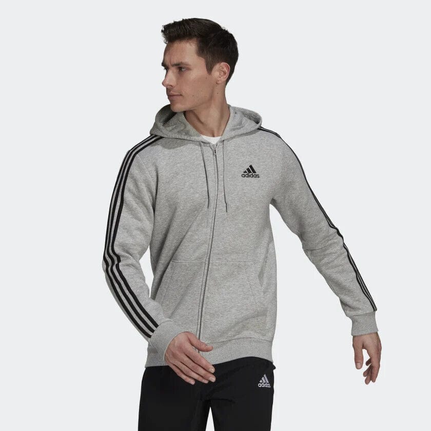 adidas zne 3 stripe zip thru hoodie in white