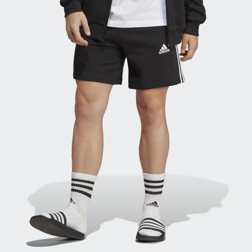 Adidas ADIDAS MEN'S ESSENTIALS FRENCH TERRY 3-STRIPES BLACK SHORTS - INSPORT