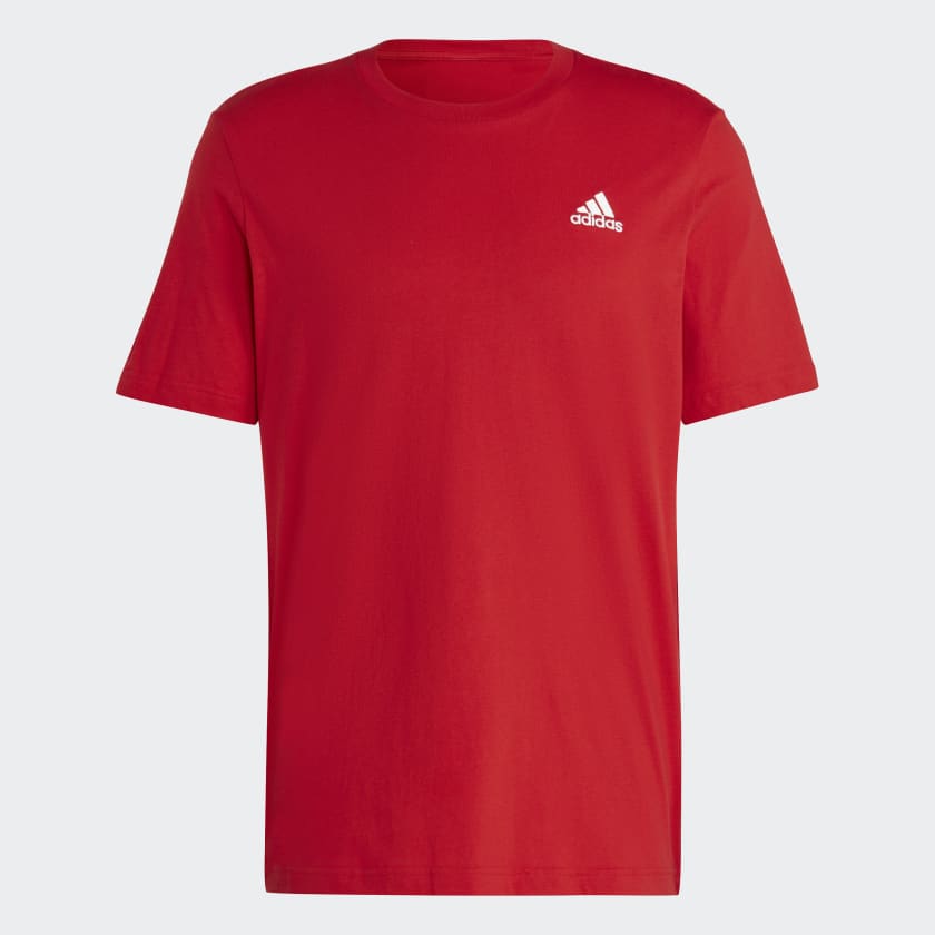 Adidas ADIDAS MEN'S ESSENTIALS SINGLE JERSEY EMBROIDERED SMALL LOGO RED TEE - INSPORT