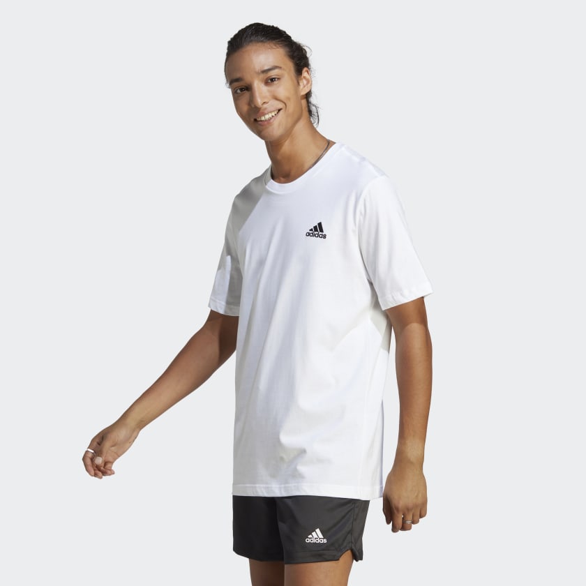 Adidas ADIDAS MEN'S ESSENTIALS SINGLE JERSEY EMBROIDERED SMALL LOGO WHITE TEE - INSPORT