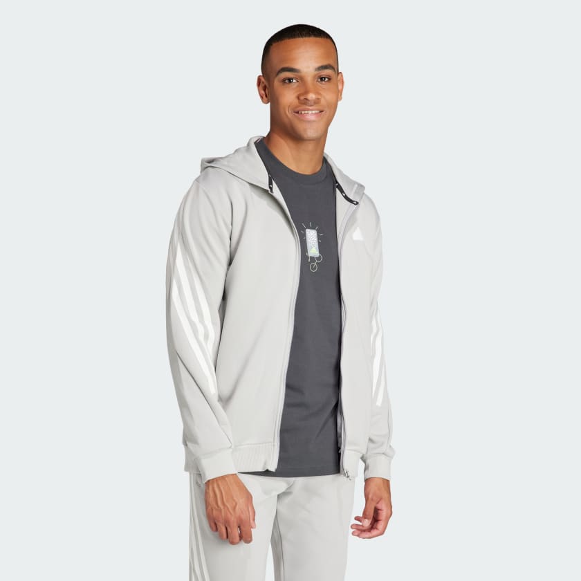Adidas ADIDAS men's future icons full zip grey hoodie - INSPORT