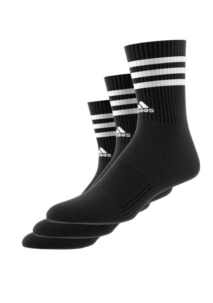 Adidas ADIDAS UNISEX 3-STRIPE CREW 3 PAIRS BLACK SOCKS - INSPORT