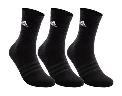 Adidas ADIDAS UNISEX CUSHIONED CREW 3 PAIRS BLACK SOCKS - INSPORT