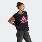 Adidas ADIDAS WOMEN'S BIG LOGO BOYFRIEND BLACK/PINK TEE - INSPORT