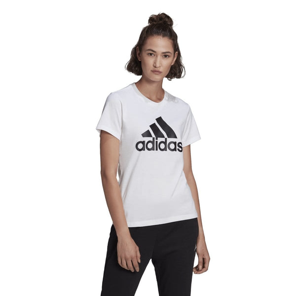 ADIDAS WOMEN S LOUNGEWEAR ESSENTIALS LOGO WHITE TEE INSPORT