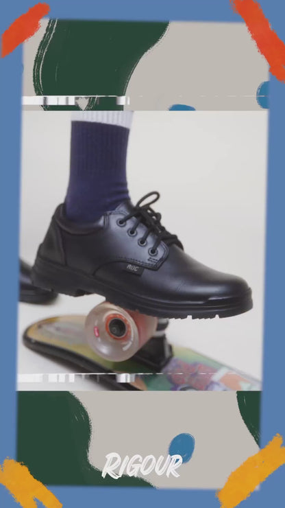 Roc Boots Junior Rigour Black Lace Leather School Shoes