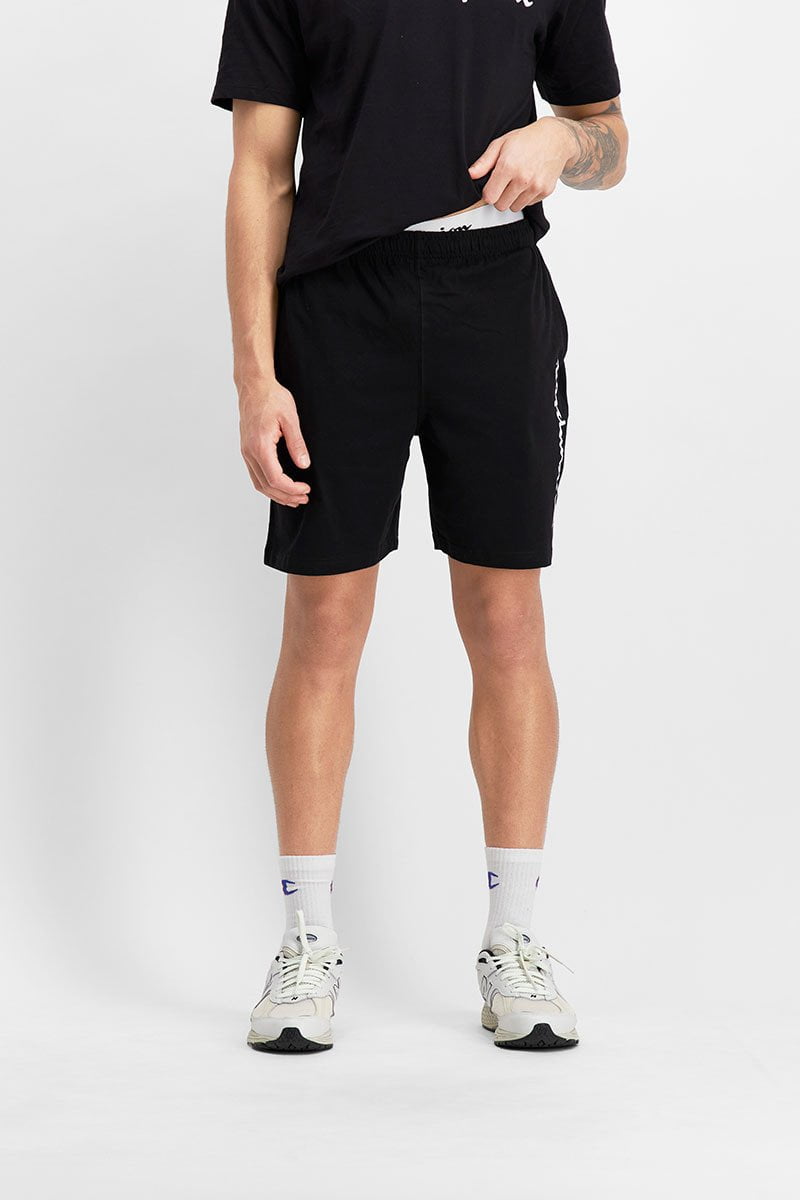 CHAMPION MEN S SCRIPT JERSEY BLACK SHORTS