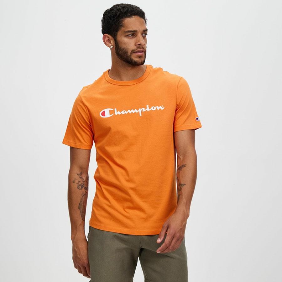 CHAMPION MEN S SCRIPT ORANGE TEE