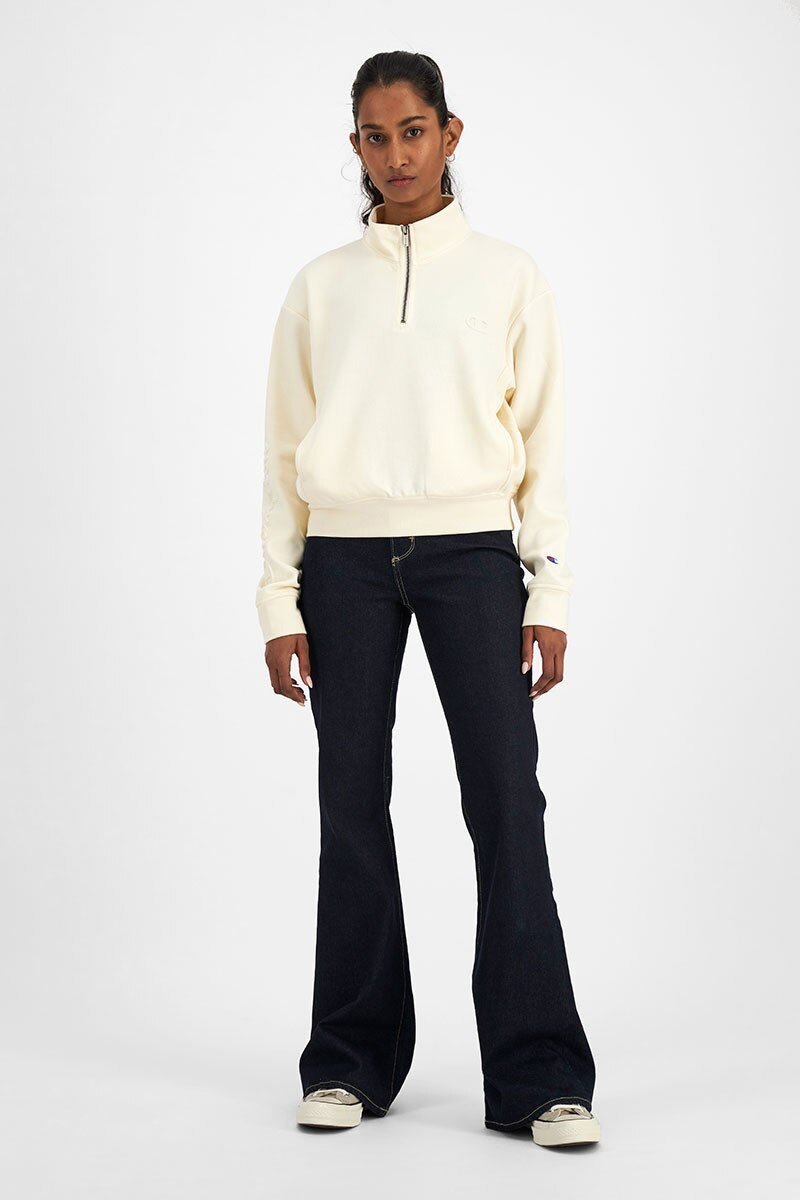 CHAMPION WOMEN S ROCHESTER TECH QUARTER ZIP CREAM SWEATSHIRT