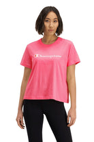 Champion CHAMPION WOMEN'S SCRIPT PINK CROP TEE - INSPORT